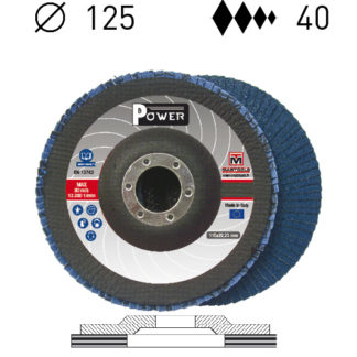 Dischi lamellari supporto fibra piano Ø125 P40 zirconia